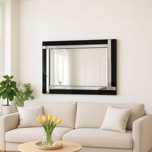 Agenzia 14 Black Venetian Glass Frame Wall Mirror 90 x 60cm Size: 90 x 60 cm Black 90 x 60 cm Agenzia 14 Black Venetian Glass Frame Wall Mirror 90 x 60cm Size: 90 x 60 cm Black 90 x 60 cm