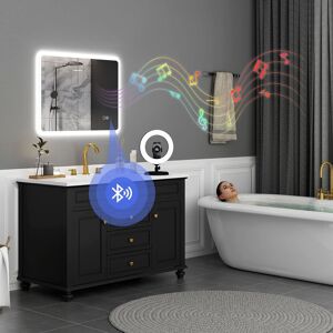 HOMCOM 600 x 800 mm Bluetooth Bathroom Mirror with LED Lights Wall Mounted in Silver Size: 800mm x 600mm Silver 800mm x 600mm HOMCOM 600 x 800 mm Bluetooth Bathroom Mirror with LED Lights Wall Mounted in Silver Size: 800mm x 600mm Silver 800mm x 600mm