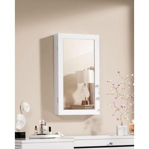 SONGMICS Wall Mounted Mirror Cabinet with Lockable Jewellery Storage in White White SONGMICS Wall Mounted Mirror Cabinet with Lockable Jewellery Storage in White White