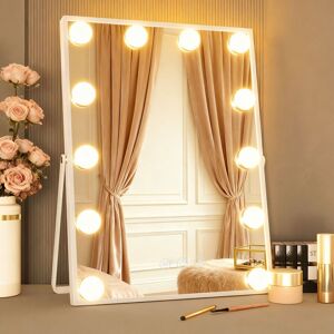 INMTFEI Hollywood Makeup Vanity Mirror, 12 LED Dimmable, Touch Control, 30x41cm, White Size: 30x41 cm White 30x41 cm INMTFEI Hollywood Makeup Vanity Mirror, 12 LED Dimmable, Touch Control, 30x41cm, White Size: 30x41 cm White 30x41 cm