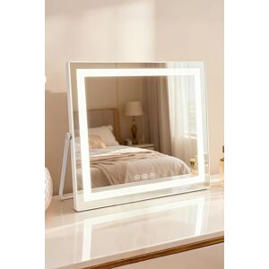 INMTFEI Hollywood Vanity Mirror with LED Strip, 58x46cm, Touch Screen, Tabletop in White Size: 58x46 cm White 58x46 cm INMTFEI Hollywood Vanity Mirror with LED Strip, 58x46cm, Touch Screen, Tabletop in White Size: 58x46 cm White 58x46 cm