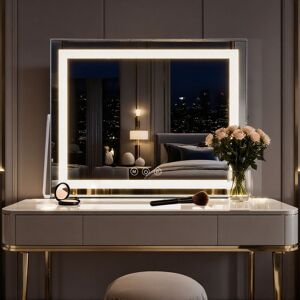 INMTFEI Hollywood LED Vanity Mirror, Strip Lighting, 3 Light Modes, 58x46cm in White Size: 58x46 cm White 58x46 cm INMTFEI Hollywood LED Vanity Mirror, Strip Lighting, 3 Light Modes, 58x46cm in White Size: 58x46 cm White 58x46 cm
