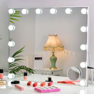 INMTFEI LED Hollywood Vanity Mirror 14 Bulbs, 3-Color Dimmable in White White INMTFEI LED Hollywood Vanity Mirror 14 Bulbs, 3-Color Dimmable in White White