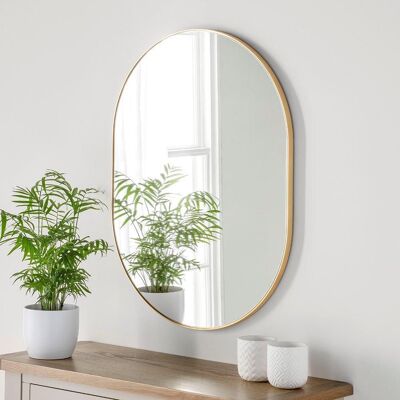 Yearn Mirrors Minimal Oval Mirror Gold 80(h) x 60cm(w) Gold Yearn Mirrors Minimal Oval Mirror Gold 80(h) x 60cm(w) Gold