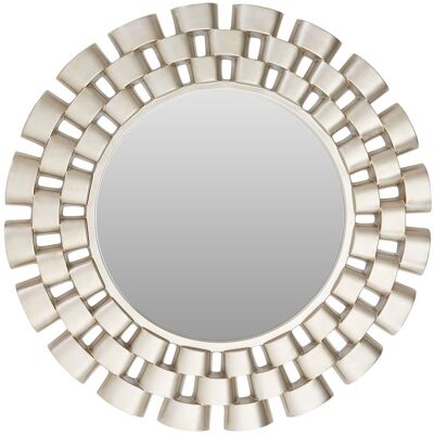 Orsina Champagne Chain Design Wall Mirror, Layered Round Mirror, 3-Tiered Hallway Mirror, Sculptural Mirror in Silver Silver Orsina Champagne Chain Design Wall Mirror, Layered Round Mirror, 3-Tiered Hallway Mirror, Sculptural Mirror in Silver Silver