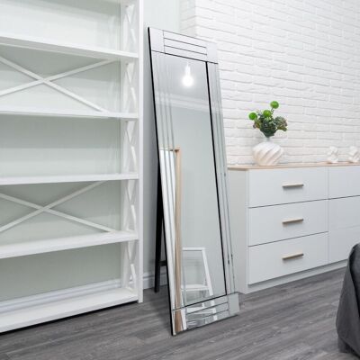 MirrorOutlet All Glass Bevelled Square Corner Cheval Mirror 5Ft X 1Ft3 150 X 40cm in Silver Size: 1 Pack Silver 1 Pack MirrorOutlet All Glass Bevelled Square Corner Cheval Mirror 5Ft X 1Ft3 150 X 40cm in Silver Size: 1 Pack Silver 1 Pack