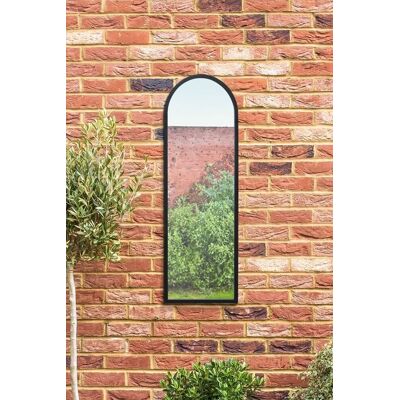Black Metal Framed Arched Garden Wall Mirror - 47" x 16" Black Metal Framed Arched Garden Wall Mirror - 47" x 16"