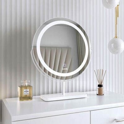 CARME HOME Ava White Marble Touch Sensor LED Light Mirror White CARME HOME Ava White Marble Touch Sensor LED Light Mirror White