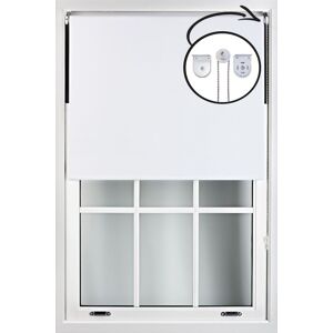 Furnished White Blackout Roller Blinds with Metal Fittings - Trimmable Window Shade Size: 135 cm width x 210 cm drop White 135 cm width x 210 cm drop Furnished White Blackout Roller Blinds with Metal Fittings - Trimmable Window Shade Size: 135 cm width x 210 cm drop White 135 cm width x 210 cm drop