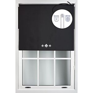 Furnished Black Blackout Roller Blind with Triple Diamond Eyelets & Metal Fittings Size: 80 cm width x 210 cm drop Black 80 cm width x 210 cm drop Furnished Black Blackout Roller Blind with Triple Diamond Eyelets & Metal Fittings Size: 80 cm width x 210 cm drop Black 80 cm width x 210 cm drop