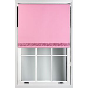 Furnished Pink Blackout Fabric with Pink Glitter Accent - Trimmable Roller Blind Size: 220 cm width x 165 cm drop Pink 220 cm width x 165 cm drop Furnished Pink Blackout Fabric with Pink Glitter Accent - Trimmable Roller Blind Size: 220 cm width x 165 cm drop Pink 220 cm width x 165 cm drop