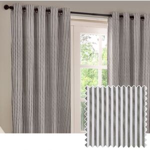 Yard Hebden Striped 100% Cotton Eyelet Curtain Pair in Grey Size: 117 cm width x 183 cm drop Grey 117 cm width x 183 cm drop Yard Hebden Striped 100% Cotton Eyelet Curtain Pair in Grey Size: 117 cm width x 183 cm drop Grey 117 cm width x 183 cm drop