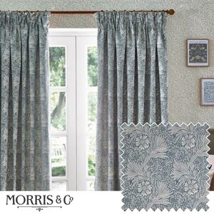 William Morris Marigold Jacquard Floral Ready Made Curtains Indigo - Curtains William Morris Marigold Jacquard Floral Ready Made Curtains Indigo - Curtains