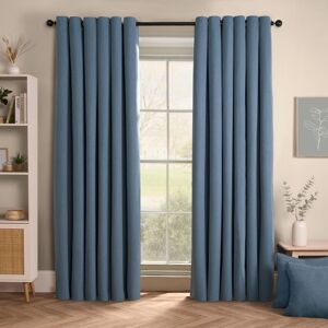 OHS Woven Texture Pair Of Eyelet Curtains in Blue Size: 117 cm width x 137 cm drop Blue 117 cm width x 137 cm drop OHS Woven Texture Pair Of Eyelet Curtains in Blue Size: 117 cm width x 137 cm drop Blue 117 cm width x 137 cm drop