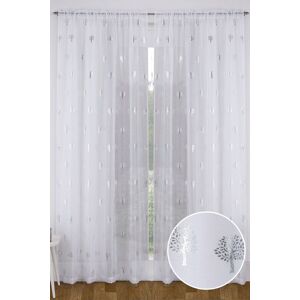 Tyrone Textiles Metallic Tree Print Linen look Voile Panels (Pair) with Rod Pocket Header in White Size: 140 cm width x 229 cm drop White 140 cm width x 229 cm drop Tyrone Textiles Metallic Tree Print Linen look Voile Panels (Pair) with Rod Pocket Header in White Size: 140 cm width x 229 cm drop White 140 cm width x 229 cm drop