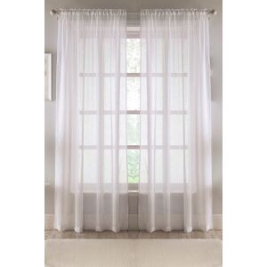 Tyrone Textiles Recycled Eco Friendly Linen Look Plan Voile Panel Pair with Rod Pocket- Ready To Hang in White Size: 140 cm width x 137 cm drop White 140 cm width x 137 cm drop Tyrone Textiles Recycled Eco Friendly Linen Look Plan Voile Panel Pair with Rod Pocket- Ready To Hang in White Size: 140 cm width x 137 cm drop White 140 cm width x 137 cm drop