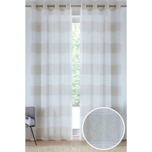 Tyrone Textiles Santorini Eyelet Linen-Look Striped Voile Panel - Pair in Natural Size: 140 cm width x 137 cm drop Natural 140 cm width x 137 cm drop Tyrone Textiles Santorini Eyelet Linen-Look Striped Voile Panel - Pair in Natural Size: 140 cm width x 137 cm drop Natural 140 cm width x 137 cm drop