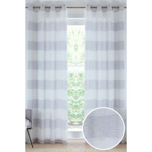 Tyrone Textiles Santorini Eyelet Linen-Look Striped Voile Panel - Pair in Grey Size: 140 cm width x 229 cm drop Grey 140 cm width x 229 cm drop Tyrone Textiles Santorini Eyelet Linen-Look Striped Voile Panel - Pair in Grey Size: 140 cm width x 229 cm drop Grey 140 cm width x 229 cm drop