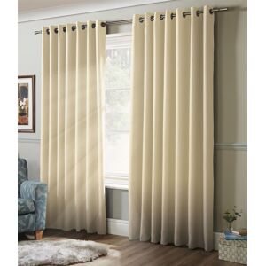 Luxury Living Plain Blackout Ring top Curtains in Cream Size: 117 cm width x 183 cm drop Cream 117 cm width x 183 cm drop Luxury Living Plain Blackout Ring top Curtains in Cream Size: 117 cm width x 183 cm drop Cream 117 cm width x 183 cm drop