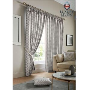 Luxury Living Modern Geometric Two-Tone Jacquard Lined Pencil Pleat Taped Curtains in Beige Size: 117 cm width x 183 cm drop Beige 117 cm width x 183 cm drop Luxury Living Modern Geometric Two-Tone Jacquard Lined Pencil Pleat Taped Curtains in Beige Size: 117 cm width x 183 cm drop Beige 117 cm width x 183 cm drop