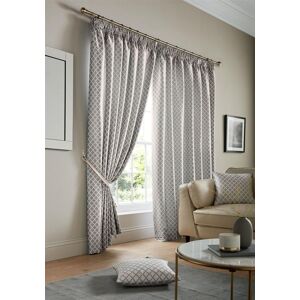 Luxury Living Modern Geometric Two-Tone Jacquard Lined Pencil Pleat Taped Curtains in Silver Size: 117 cm width x 137 cm drop Silver 117 cm width x 137 cm drop Luxury Living Modern Geometric Two-Tone Jacquard Lined Pencil Pleat Taped Curtains in Silver Size: 117 cm width x 137 cm drop Silver 117 cm width x 137 cm drop