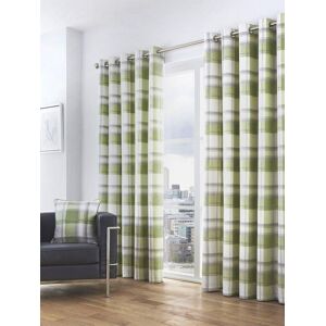Fusion 'Balmoral Check' Country Checked Pattern Pair of Eyelet Curtains in Green Size: 117 cm width x 183 cm drop Green 117 cm width x 183 cm drop Fusion 'Balmoral Check' Country Checked Pattern Pair of Eyelet Curtains in Green Size: 117 cm width x 183 cm drop Green 117 cm width x 183 cm drop