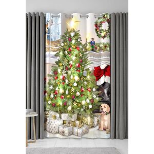 Fusion 'Christmas Tree' Christmas Tree Print Eyelet Single Panel Door Curtain Size: 137 cm width x 213 cm drop Multicolor 137 cm width x 213 cm drop Fusion 'Christmas Tree' Christmas Tree Print Eyelet Single Panel Door Curtain Size: 137 cm width x 213 cm drop Multicolor 137 cm width x 213 cm drop