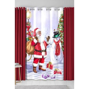 Fusion 'Santa & Snowy' Christmas Scene Eyelet Single Panel Door Curtain Size: 137 cm width x 213 cm drop Multicolor 137 cm width x 213 cm drop Fusion 'Santa & Snowy' Christmas Scene Eyelet Single Panel Door Curtain Size: 137 cm width x 213 cm drop Multicolor 137 cm width x 213 cm drop