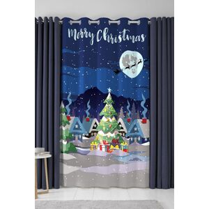 Bedlam 'Glow In The Dark' Christmas Scene Eyelet Single Panel Door Curtain Size: 137 cm width x 213 cm drop Multicolor 137 cm width x 213 cm drop Bedlam 'Glow In The Dark' Christmas Scene Eyelet Single Panel Door Curtain Size: 137 cm width x 213 cm drop Multicolor 137 cm width x 213 cm drop