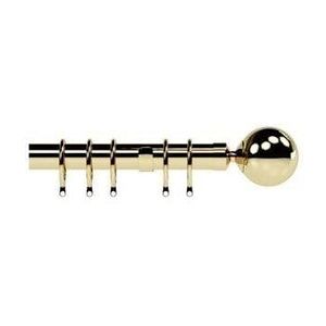 New Edge Blinds 28mm Nikola Ball End Metal Curtain Pole Set - Bright Brass in Metallic Gold Size: 400 cm Metallic Gold 400 cm New Edge Blinds 28mm Nikola Ball End Metal Curtain Pole Set - Bright Brass in Metallic Gold Size: 400 cm Metallic Gold 400 cm
