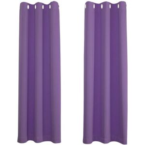Happy Homewares Black Out Thermal Eyelet Curtains - Room Darkening Polyester 2 Panel Pair in Purple Size: 117 cm width x 137 cm drop Purple 117 cm width x 137 cm drop Happy Homewares Black Out Thermal Eyelet Curtains - Room Darkening Polyester 2 Panel Pair in Purple Size: 117 cm width x 137 cm drop Purple 117 cm width x 137 cm drop