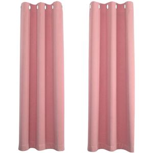 Happy Homewares Black Out Thermal Eyelet Curtains - Room Darkening Polyester 2 Panel Pair in Pink Size: 117 cm width x 137 cm drop Pink 117 cm width x 137 cm drop Happy Homewares Black Out Thermal Eyelet Curtains - Room Darkening Polyester 2 Panel Pair in Pink Size: 117 cm width x 137 cm drop Pink 117 cm width x 137 cm drop