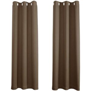 Happy Homewares Black Out Thermal Eyelet Curtains - Room Darkening Polyester 2 Panel Pair in Chocolate Size: 168 cm width x 214 cm drop Chocolate 168 cm width x 214 cm drop Happy Homewares Black Out Thermal Eyelet Curtains - Room Darkening Polyester 2 Panel Pair in Chocolate Size: 168 cm width x 214 cm drop Chocolate 168 cm width x 214 cm drop
