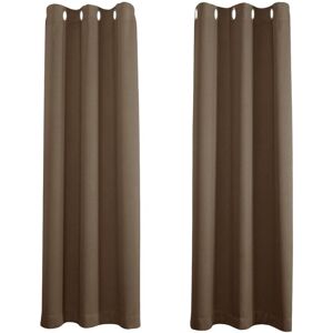 Happy Homewares Black Out Thermal Eyelet Curtains - Room Darkening Polyester 2 Panel Pair in Chocolate Size: 168 cm width x 183 cm drop Chocolate 168 cm width x 183 cm drop Happy Homewares Black Out Thermal Eyelet Curtains - Room Darkening Polyester 2 Panel Pair in Chocolate Size: 168 cm width x 183 cm drop Chocolate 168 cm width x 183 cm drop