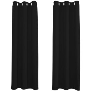 Happy Homewares Black Out Thermal Eyelet Curtains - Room Darkening Polyester 2 Panel Pair Size: 168 cm width x 183 cm drop Black 168 cm width x 183 cm drop Happy Homewares Black Out Thermal Eyelet Curtains - Room Darkening Polyester 2 Panel Pair Size: 168 cm width x 183 cm drop Black 168 cm width x 183 cm drop