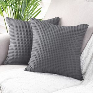 Allure Bath Fashions Hotel Waffle Cushion Covers Two Pack in Dark Grey Size: 65 cm x 65 cm Dark Grey 65 cm x 65 cm Allure Bath Fashions Hotel Waffle Cushion Covers Two Pack in Dark Grey Size: 65 cm x 65 cm Dark Grey 65 cm x 65 cm
