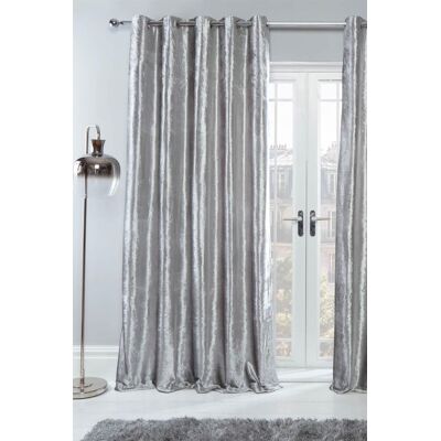 OHS Ready Made Eyelet Crushed Velvet Curtains, Silver in Light Grey Size: 117 cm width x 137 cm drop Light Grey 117 cm width x 137 cm drop OHS Ready Made Eyelet Crushed Velvet Curtains, Silver in Light Grey Size: 117 cm width x 137 cm drop Light Grey 117 cm width x 137 cm drop