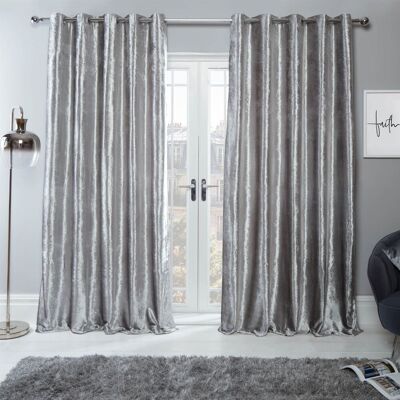 OHS Ready Made Eyelet Crushed Velvet Curtains, Silver in Light Grey Size: 117 cm width x 229 cm drop Light Grey 117 cm width x 229 cm drop OHS Ready Made Eyelet Crushed Velvet Curtains, Silver in Light Grey Size: 117 cm width x 229 cm drop Light Grey 117 cm width x 229 cm drop