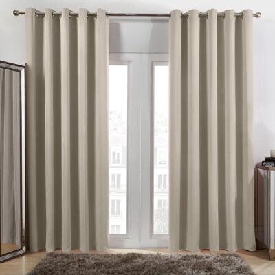 OHS Pair of Thermal Ready Made Eyelet Blackout Curtains in Stone Size: 167 cm width x 137 cm drop Stone 167 cm width x 137 cm drop OHS Pair of Thermal Ready Made Eyelet Blackout Curtains in Stone Size: 167 cm width x 137 cm drop Stone 167 cm width x 137 cm drop