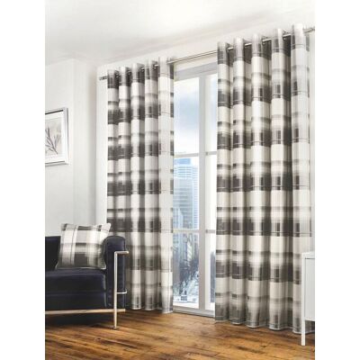 Fusion 'Balmoral Check' Country Checked Pattern Pair of Eyelet Curtains in Dark Grey Size: 117 cm width x 137 cm drop Dark Grey 117 cm width x 137 cm drop Fusion 'Balmoral Check' Country Checked Pattern Pair of Eyelet Curtains in Dark Grey Size: 117 cm width x 137 cm drop Dark Grey 117 cm width x 137 cm drop