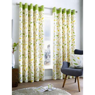 Fusion 'Beechwood' Leaf Trail Pair of 100% Cotton Eyelet Curtains in Green Size: 229 cm width x 229 cm drop Green 229 cm width x 229 cm drop Fusion 'Beechwood' Leaf Trail Pair of 100% Cotton Eyelet Curtains in Green Size: 229 cm width x 229 cm drop Green 229 cm width x 229 cm drop
