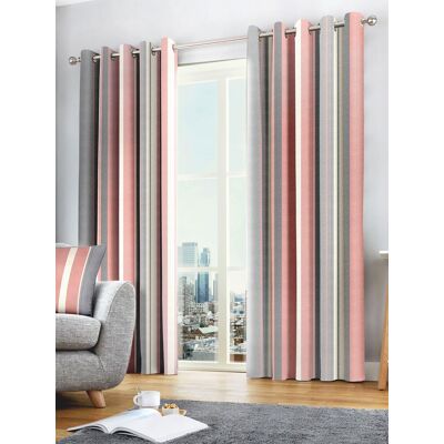 Fusion 'Whitworth Stripe' Fully Lined 100% Cotton Eyelet Curtains in Rose Size: 168 cm width x 137 cm drop Rose 168 cm width x 137 cm drop Fusion 'Whitworth Stripe' Fully Lined 100% Cotton Eyelet Curtains in Rose Size: 168 cm width x 137 cm drop Rose 168 cm width x 137 cm drop