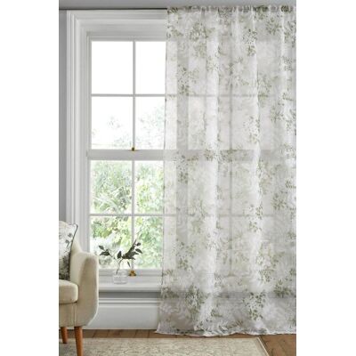 Dreams & Drapes Tiverton Voile Panel - Green, Leaf Print, Easy Install Dreams & Drapes Tiverton Voile Panel - Green, Leaf Print, Easy Install