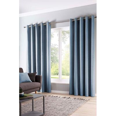 Fusion Sorbonne Blue Cotton Curtains - Curtains Fusion Sorbonne Blue Cotton Curtains - Curtains