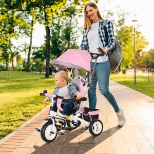 HOMCOM 6 in 1 Kids Trike, Stroller with Parent Handle in Pink Pink HOMCOM 6 in 1 Kids Trike, Stroller with Parent Handle in Pink Pink