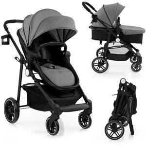 Costway 2 in 1 Baby Stroller Foldable Pushchair Reversible Seat With Adjustable Canopy in Grey Grey Costway 2 in 1 Baby Stroller Foldable Pushchair Reversible Seat With Adjustable Canopy in Grey Grey