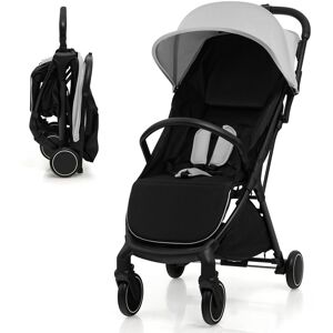 Costway Foldable Baby Stroller Pushchair Pram Toddler Buggy Adjustable Backrest Canopy in Grey Grey Costway Foldable Baby Stroller Pushchair Pram Toddler Buggy Adjustable Backrest Canopy in Grey Grey