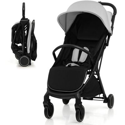 Costway Foldable Baby Stroller Pushchair Pram Toddler Buggy Adjustable Backrest Canopy in Grey Grey Costway Foldable Baby Stroller Pushchair Pram Toddler Buggy Adjustable Backrest Canopy in Grey Grey