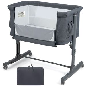 Costway 3-in-1 Baby Bedside Bassinet Adjustable Baby Bedside Sleeper in Grey Grey Costway 3-in-1 Baby Bedside Bassinet Adjustable Baby Bedside Sleeper in Grey Grey