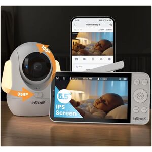 iegeek Smart Baby Monitor 2.5K 5.5 Inch Screen App Control 4000mAh Battery in White White iegeek Smart Baby Monitor 2.5K 5.5 Inch Screen App Control 4000mAh Battery in White White